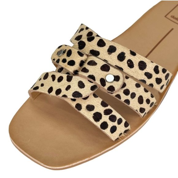 Dolce Vita Cait Leopard Cow Fur Slide Sandals Size 6M - Picture 6 of 11